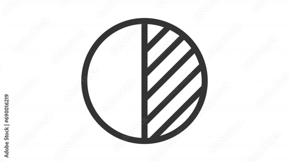 Poster 2d black simple thin line animation of contrast adjustment, hd video with transparent background, se