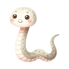 Fototapeta premium Watercolor Cute Zoo Animal. Adorable Snake Clipart. Wild Animal Concept. Watercolor Safari Animal Illustration.