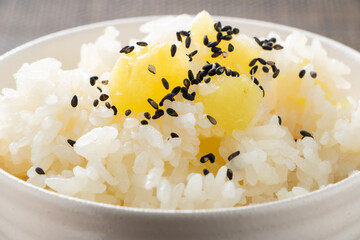 さつまいもごはんのアップ。
