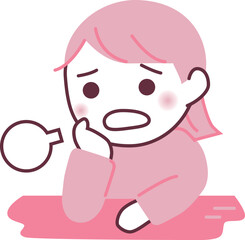 ため息をついて困っている人のイラスト