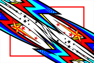 vector abstract racing background design with a unique striped pattern and a combination of bright colors and a star effect that looks cool