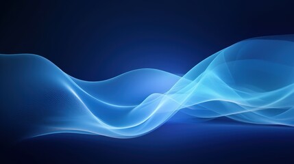 Abstract Curved wavy lines smooth stripe lights blue background.