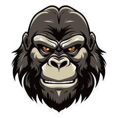 Gorilla Portrait Sticker, Gorilla head mascot logo illustration, Gorilla character, generative ai