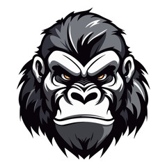 Gorilla Portrait Sticker, Gorilla head mascot logo illustration, Gorilla character, generative ai