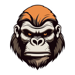 Gorilla Portrait Sticker, Gorilla head mascot logo illustration, Gorilla character, generative ai