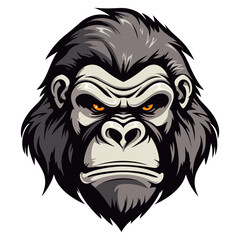 Gorilla Portrait Sticker, Gorilla head mascot logo illustration, Gorilla character, generative ai