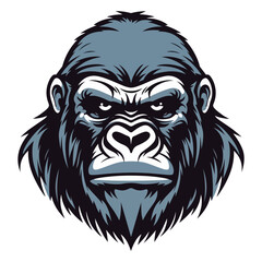 Gorilla Portrait Sticker, Gorilla head mascot logo illustration, Gorilla character, generative ai