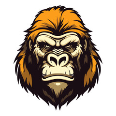 Gorilla Portrait Sticker, Gorilla head mascot logo illustration, Gorilla character, generative ai