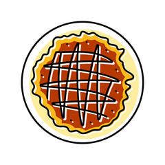 okonomiyaki japanese food color icon vector. okonomiyaki japanese food sign. isolated symbol illustration