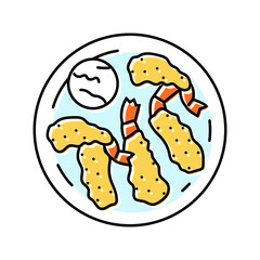 tempura shrimp japanese food color icon vector. tempura shrimp japanese food sign. isolated symbol illustration
