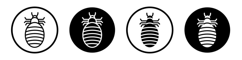 louse icon set. bug vector symbol in black filled and outlined style. - obrazy, fototapety, plakaty