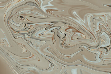 Abstract fluid and organic swirling background with lines and curves in shades of brown and gray, giving it a smooth and glossy texture