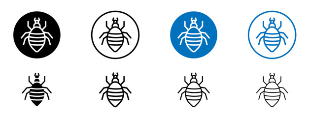 Louse line icon set. Louse bug in black and blue color. - obrazy, fototapety, plakaty