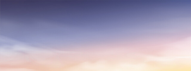 Sunrise Sky Background,Horizon Sunset Sky,Cloud with Orange,Yellow,Purple over Sea Beach,Vector Panoramic Summer Banner Beautiful in Nature Romantic Sky in Evening