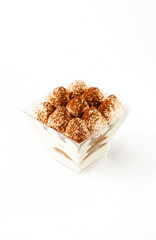 Sweet dessert on a white background