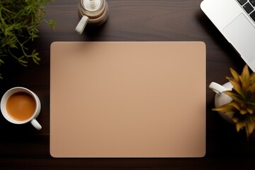 desk mat on work table mockup, side view. Generative AI