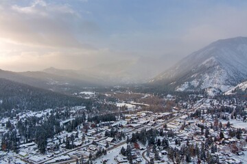 Leavenworth, Washington December sunrise in HDR