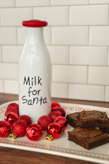 Brownies and milk left for santa in the kitchen