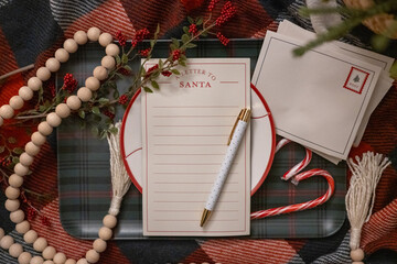 Christmas decorations and letter to Santa