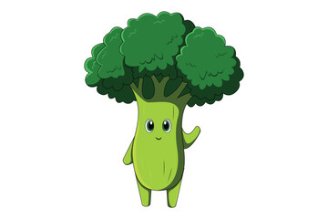 Cute Broccoli Character Design Illustration