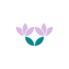 Fototapeta na wymiar Dual Lotus Flower as Circle and Head Face, Wellness Therapy Logo Design Vector