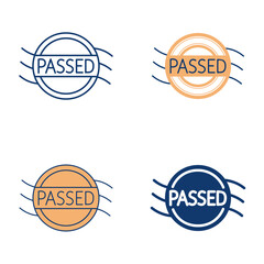 Control passed stamp icon set