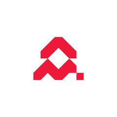 Peak Mountain with P M Letter as Metal Steel Industrial Logo Design Vector