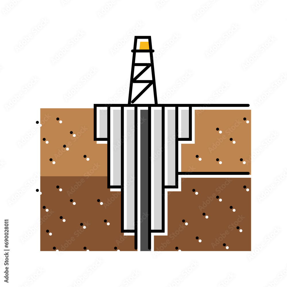 Aufkleber cementing operation petroleum engineer color icon vector. cementing operation petroleum engineer sig