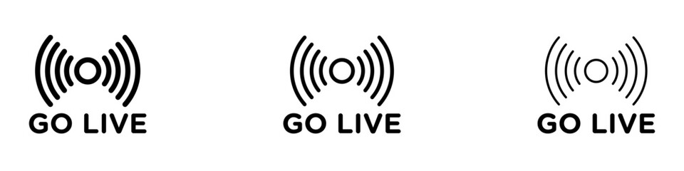 Go live vector icon set. Go live live stream for UI designs.
