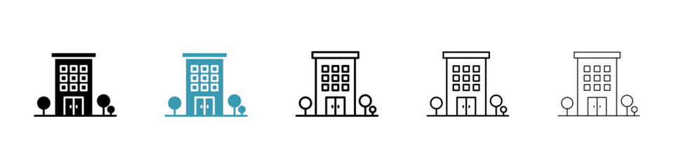 Building vector icon set. Building commercial apartment building corporate company office for UI designs.