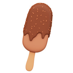 Chocolate Ice Cream 3D Rendering Icon Isolated Transparent Background