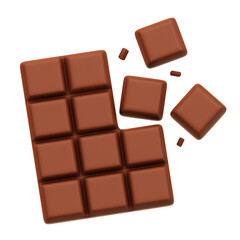 Chocolate Bar 3D Rendering Icon Isolated Transparent Background