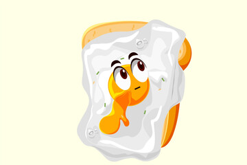 Cute Fried Egg Character Design Illustration