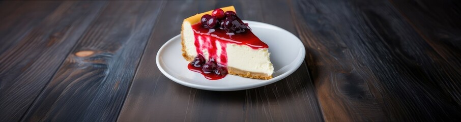 cherry cheesecake on the plate