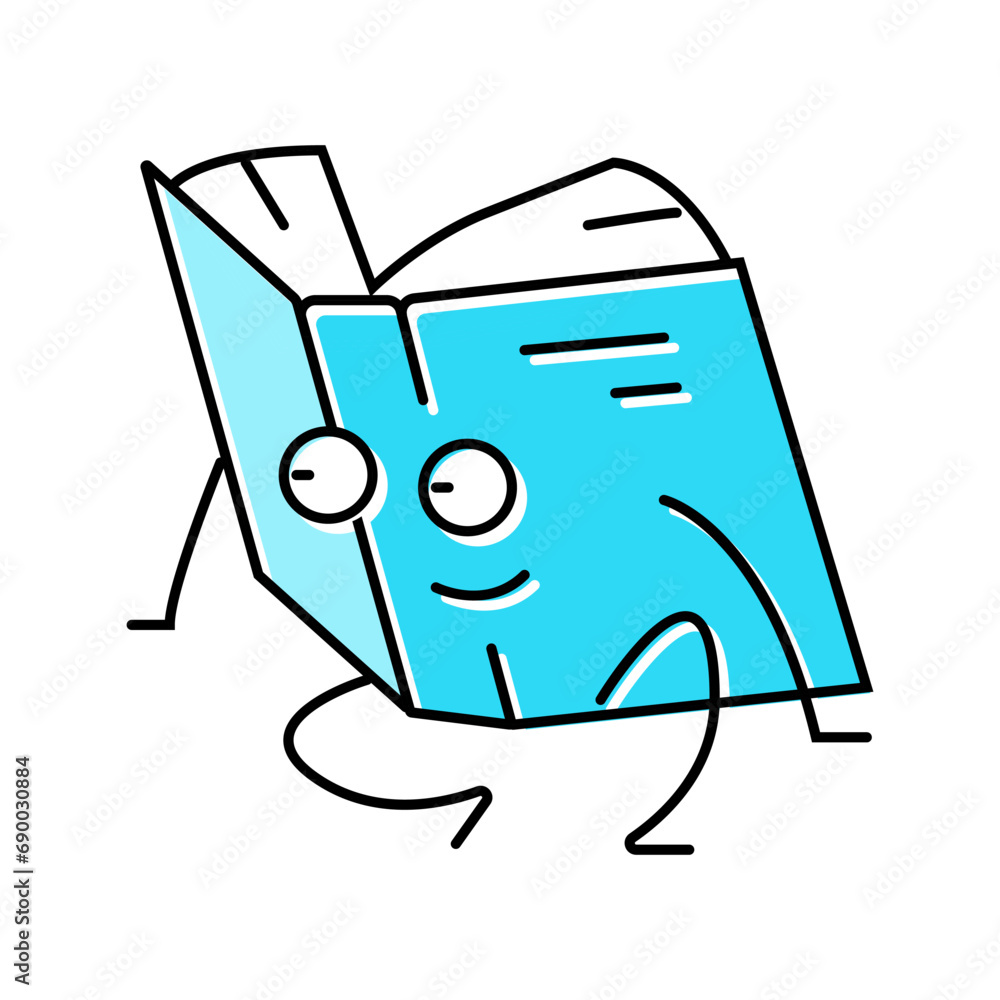 Poster library book character color icon vector. library book character sign. isolated symbol illustration