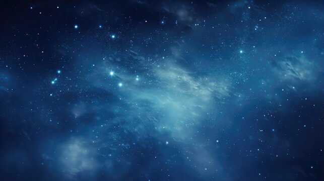 Blue nebula background with stars. Generative AI. © serg3d