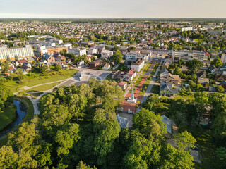Aerial view of Plungė town in western Lithuania, Samogitia region