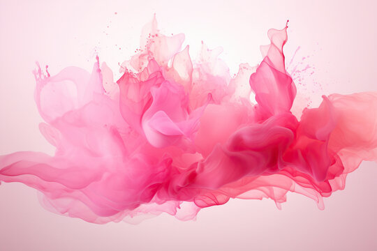 Splash of pink ink in water. Macro photography. Generated by artificial intelligence