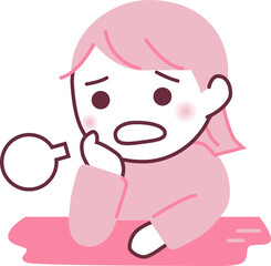 Fototapeta premium ため息をついて困っている人のイラスト