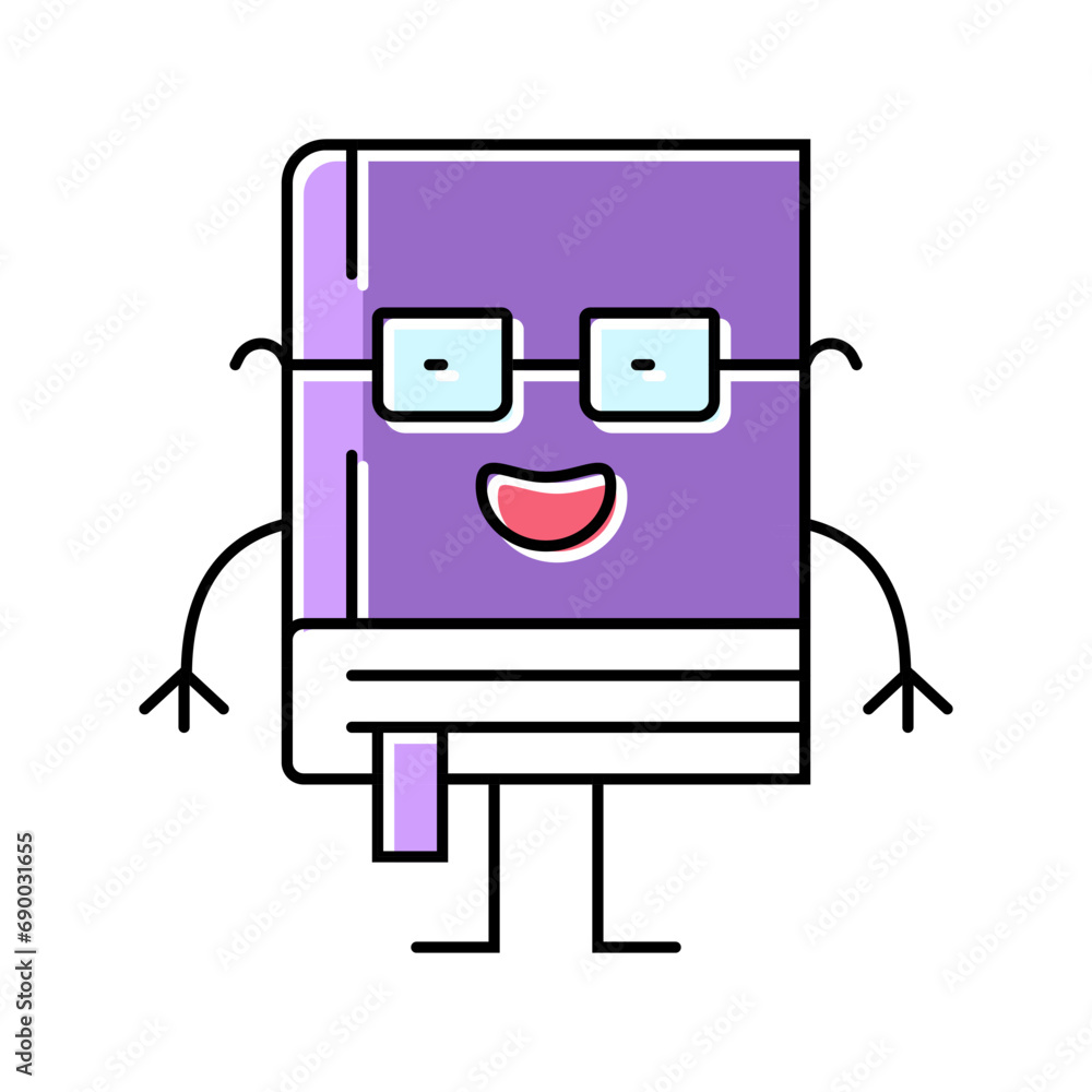 Poster clever book character color icon vector. clever book character sign. isolated symbol illustration