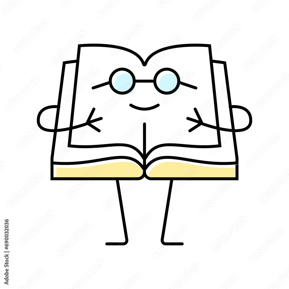 Poster paper book character color icon vector. paper book character sign. isolated symbol illustration