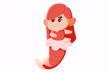 Cute Mermaid Character Design Illustration