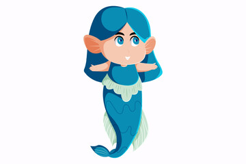 Cute Mermaid Character Design Illustration
