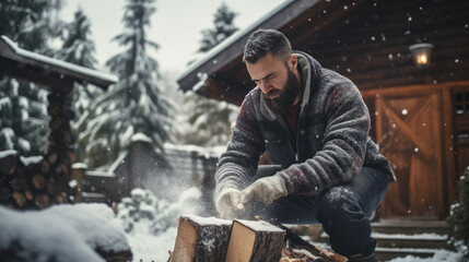 mAN SHOVELING SNOW gENERATIVE ai