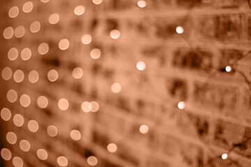 Christmas background, peach buzz color toned. 