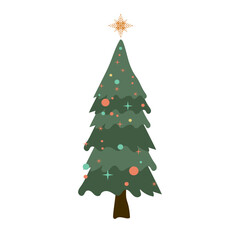A Christmas tree in different styles. Green Christmas Trees vector, illustration