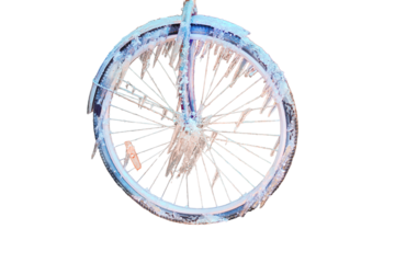 Bicycle wheel frozen, isolated on a white background