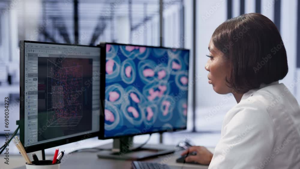 Leinwandbilder artificial intelligence girl using computer software