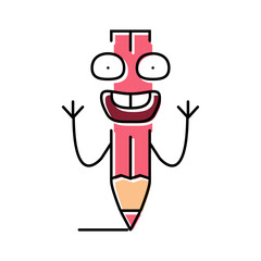 mascot pen character color icon vector. mascot pen character sign. isolated symbol illustration
