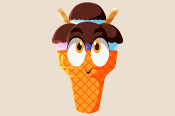 Cute Ice Cream Character Design Illustration